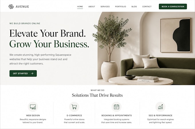 squarespace business website design, squarespace redesign, website development