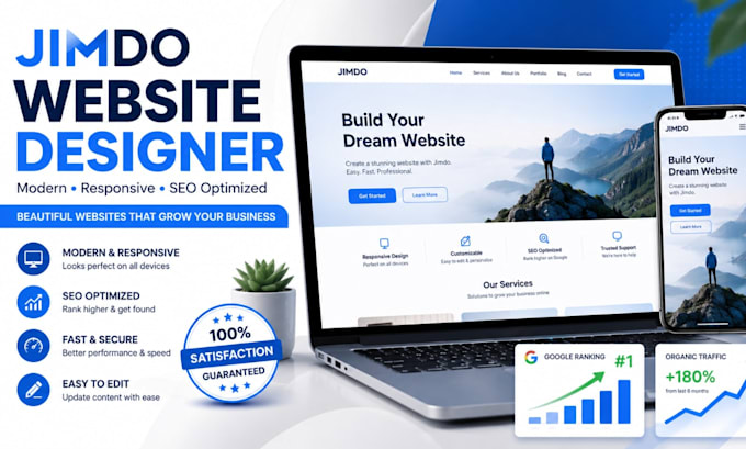 design, redesign jimdo website, do seo for high converting jimdo website design