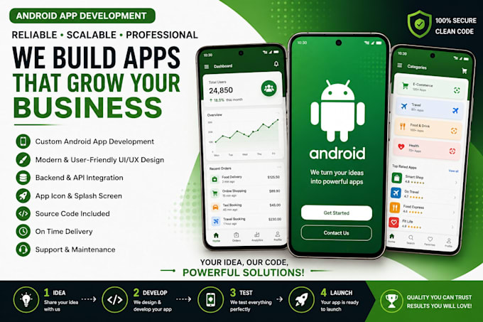 develop a professional android app or mobile application