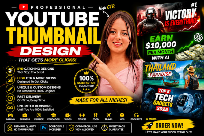 design eye catching professional youtube thumbnails that boost your CTR