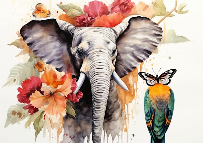 paint animals watercolor or digital illustration