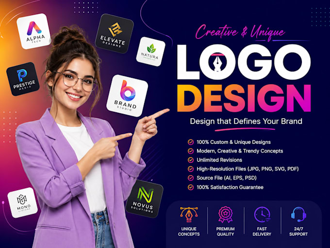 do creative unique trendy logo design and redesign