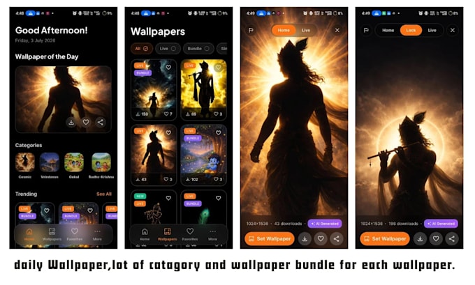 create wallpaper app with firebase, categories, 200 wallpapers,ads,iap