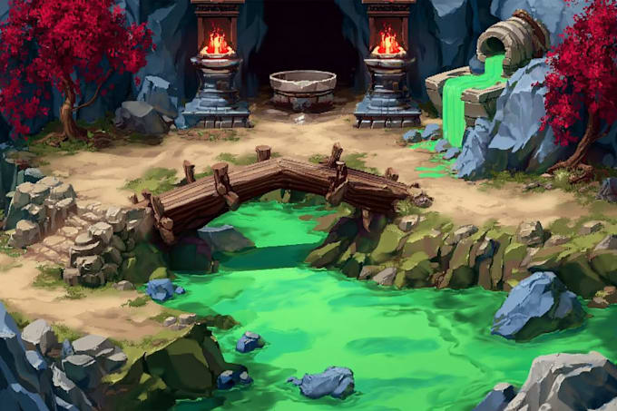 design 2d game concept art background and environment