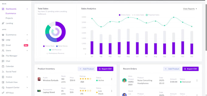 develop custom web applications with admin dashboards