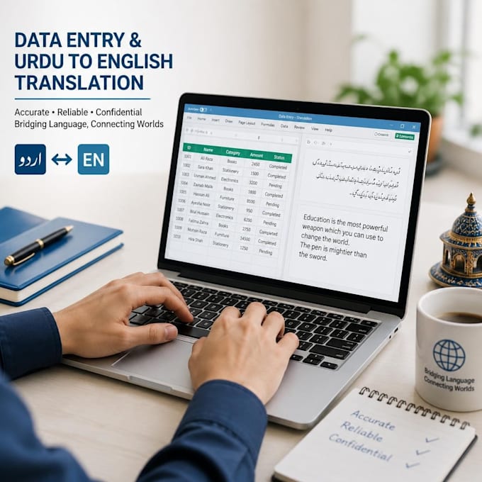 do data entry and urdu english translation