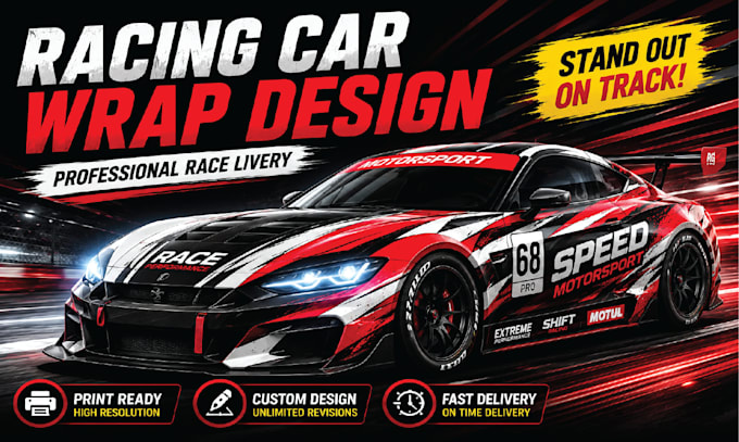 design professional racing car wrap and livery