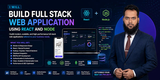 build full stack web application using react and node