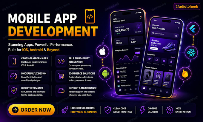 develop ai mobile app, enterprise app, food delivery app, mobile app development