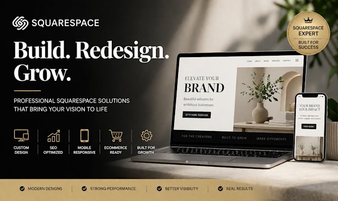 build squarespace website design, squarespace redesign, website development seo