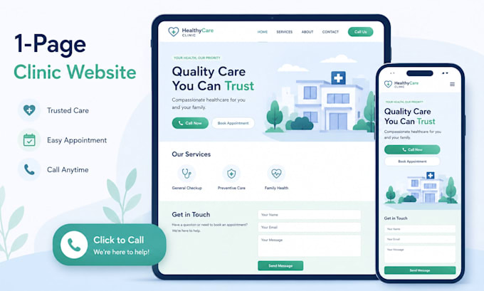design a one page website for your clinic or practice