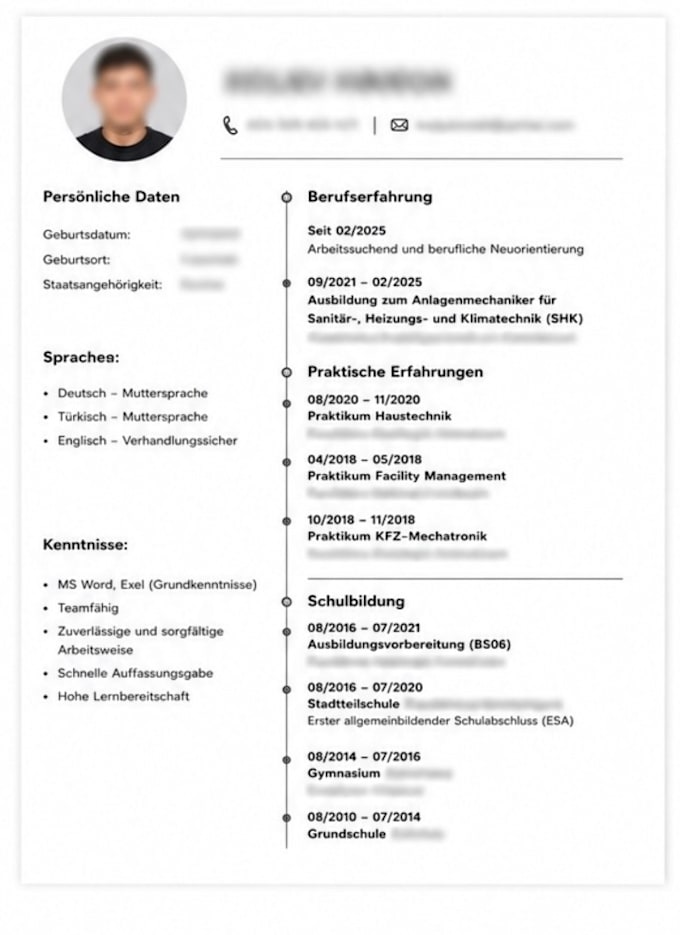 write a professinal german cover letter or resume