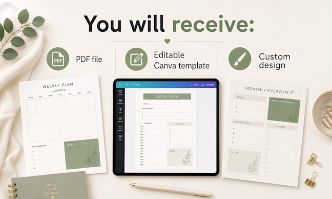 design a custom printable planner or template in canva
