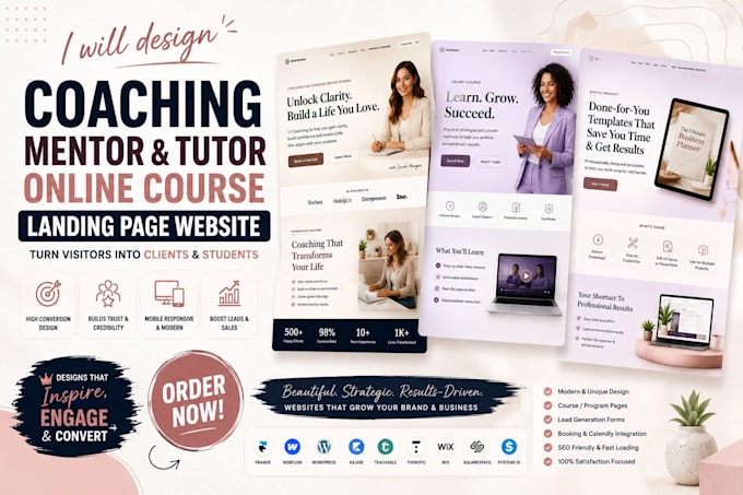 design coaching mentor tutor digital product online course landing page website