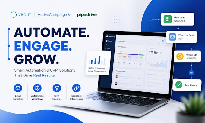 automate your email with vbout, pipedrive sales funnel active campaign
