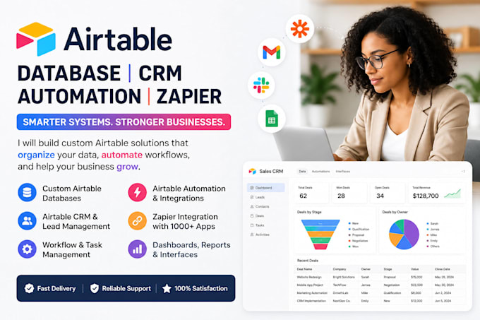 build custom airtable database, airtable automation, airtable crm, softr webapp