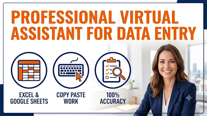 be your virtual assistant for data entry and copy paste
