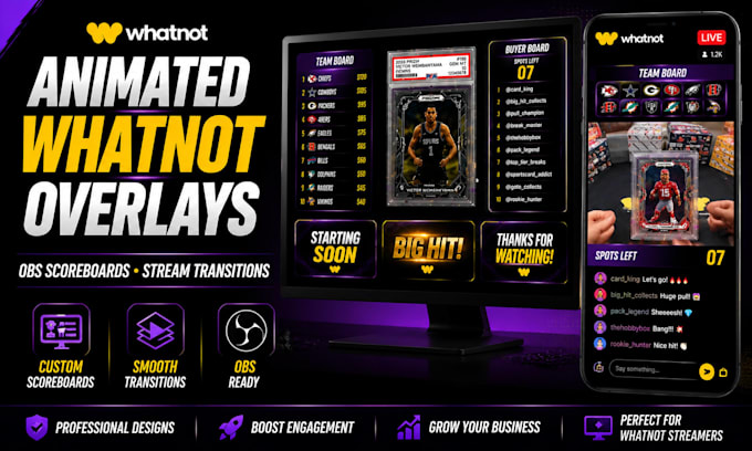 design animated whatnot overlays transitions and obs scoreboards