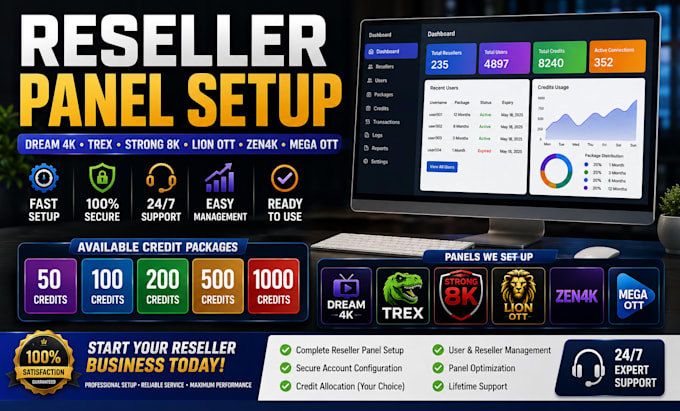 setup pro reseller panel dream4k trex ott strong8k lion ott zen4k mega ott panel