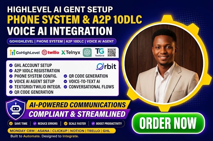 gohighlevel phone system a2p10dlc registration voice ai gent textgrid qr code