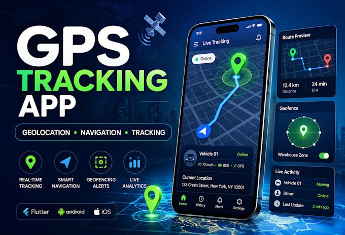 develop a geolocation app, gps tracking app, navigation app, tracking app