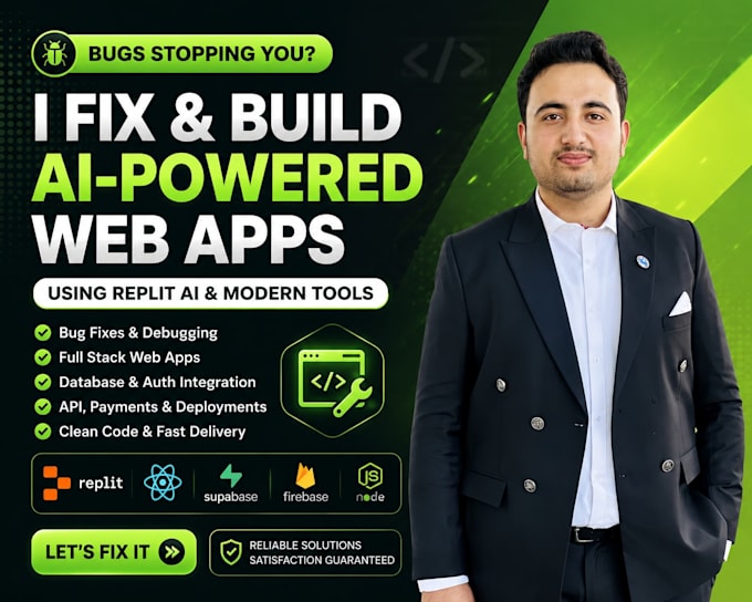 build and fix replit ai and vibe coded full stack websites