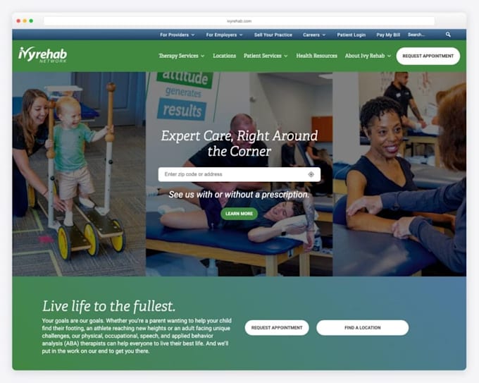 design therapy website, clinic website and physical therapy website