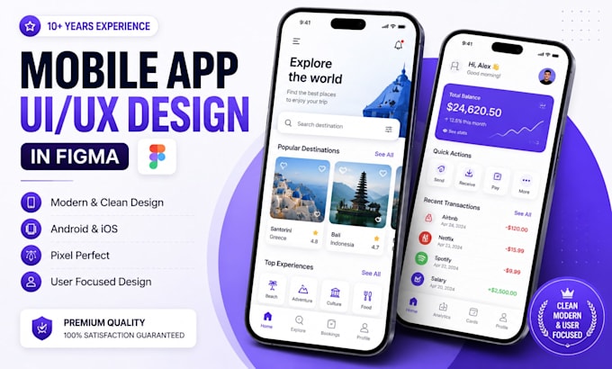 design modern mobile app UI UX in figma