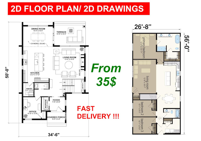 draw colored 2d floor plans, site plans, and master plans