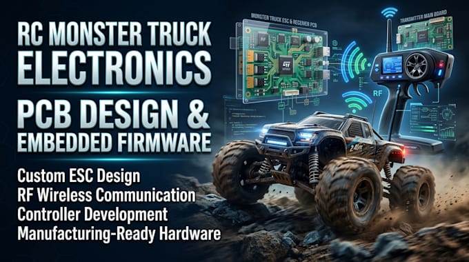 design rc monster truck electronics, controller pcb and embedded firmware