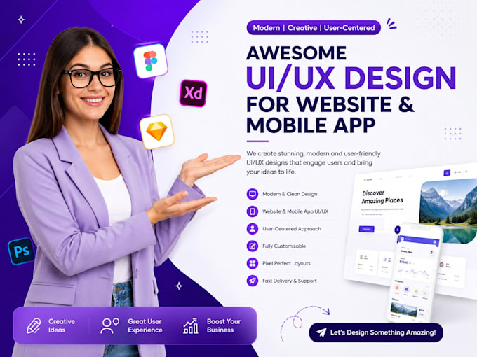 do awesome ui ux design for website ui ux and mobile app ui ux