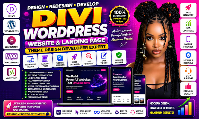 build redesign divi wordpress landing page website theme design developer expert