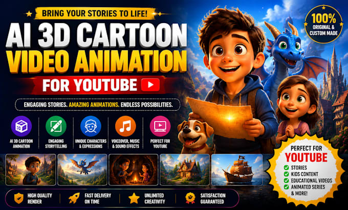 create ai 3d cartoon video animation for youtube