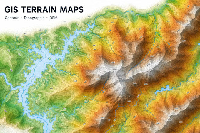 create gis contour, topographic, dem and terrain analysis maps