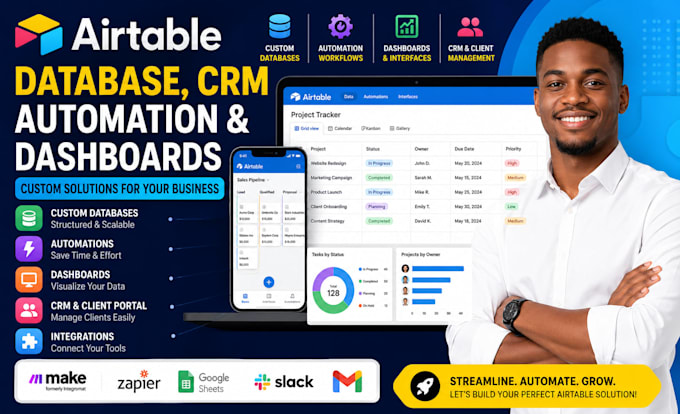 build airtable database CRM dashboard automation and business solution