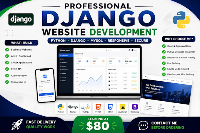 build a responsive django website with python and mysql