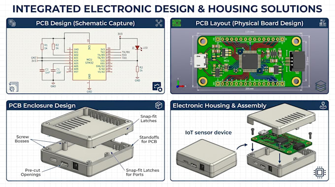 design pcb enclosure, pcb design, pcb layout and electronic housing