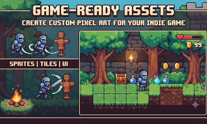 create custom pixel art character  tilemaps, and assets for your indie game