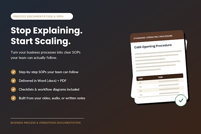 create professional sops, workflow documentation and business process manuals
