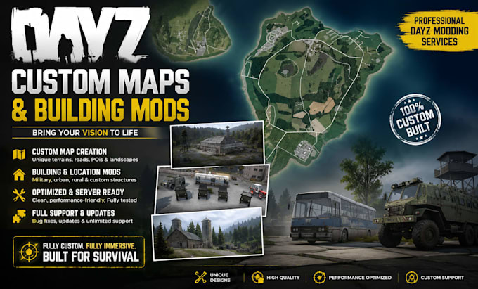 do custom maps, skins, scripts, and mods for fivem, rust, dayz, scum, and arma