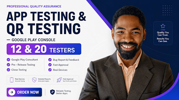 provide 20 testers, 12 testers for testing app for 14 days