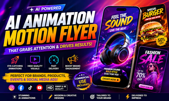 create ai animation motion flyer for brands, product