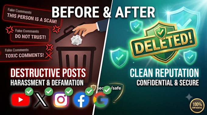 remove defamatory, harassing, negative and harmful posts from the fb, insta