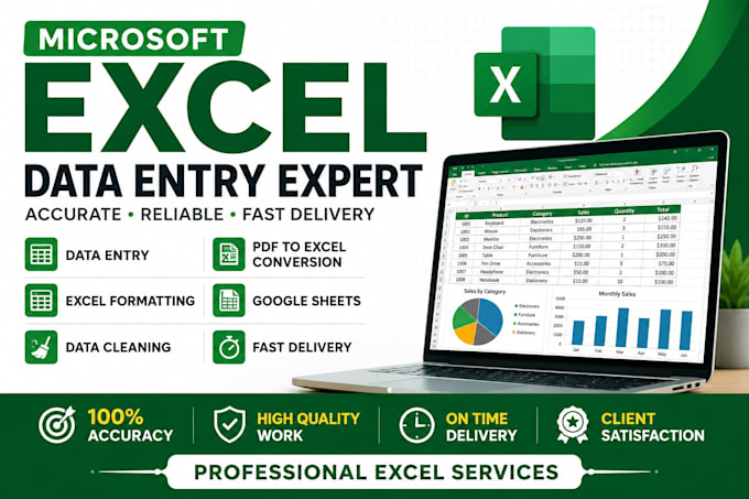 do microsoft excel data entry, cleaning and spreadsheets