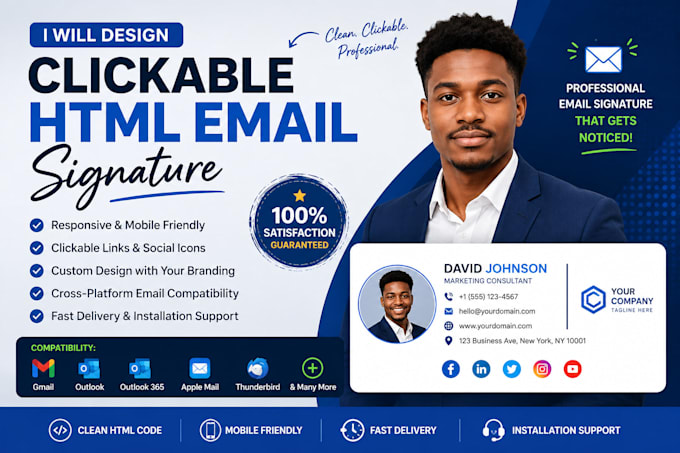 create email signature HTML, clickable HTML email signature