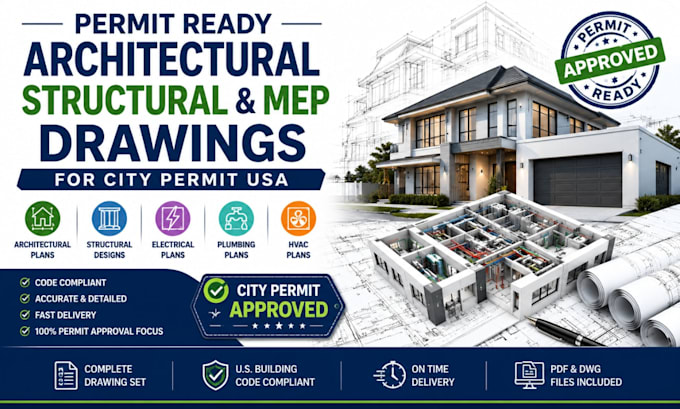 do permit ready architectural, structural and mep drawings for city permit USA
