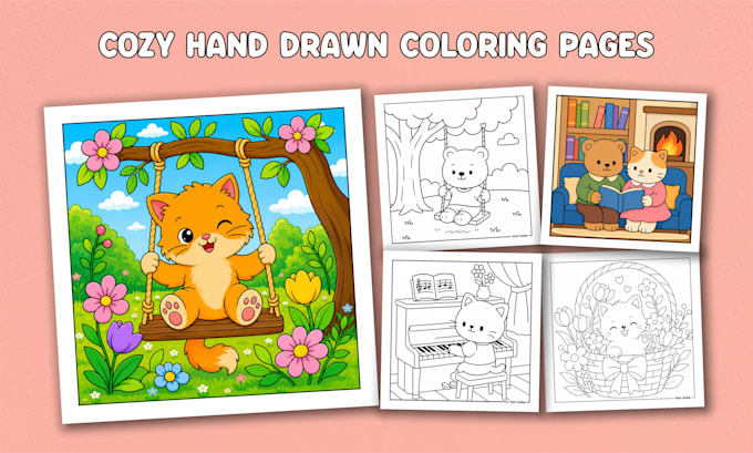 draw cute and cozy moments coloring pages
