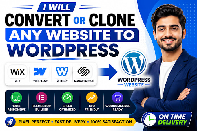 convert or clone wix, weebly, webflow, squarespace to wordpress website