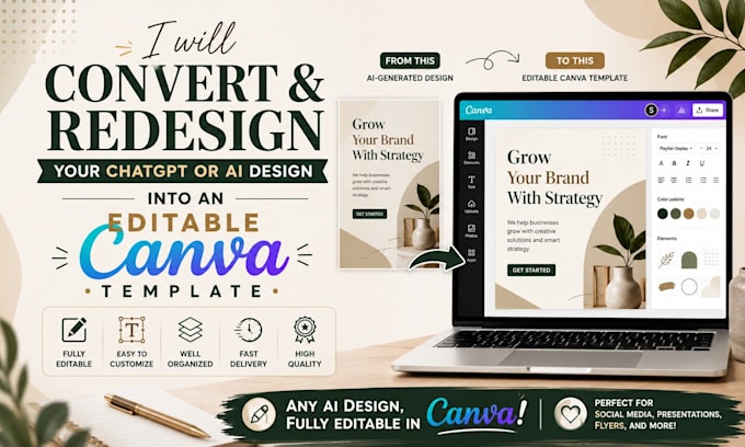 convert, redesign your ai design into an editable canva template