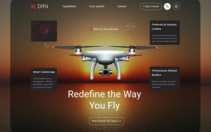 design a drone photography website, aerial videography website